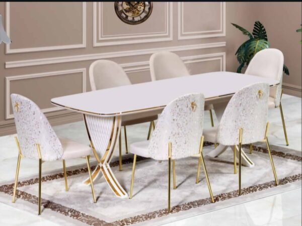 MS-1200 Cream/Gold Dining Table