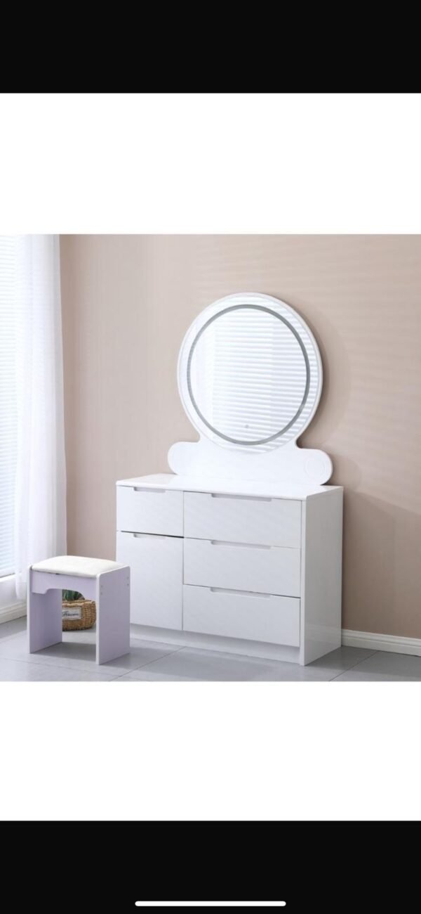 D-03 High Gloss White LED Dressing Table