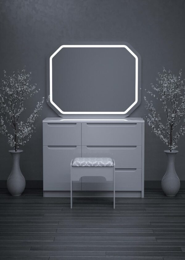 D-09 White High Gloss LED Dressing Table