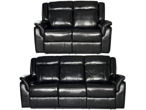 Alex Black Genuine Leather Recliner 3+2 Seater