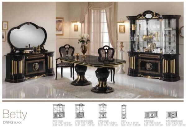 Betty Black/Gold Italian Display Cabinet / Sideboard