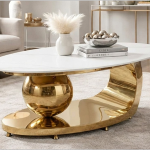 Globe Stone Top Coffee Table – Gold Base