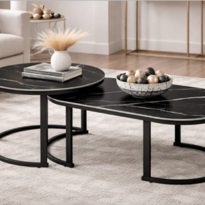 Mira Black Stone Top - Set of 2 Coffee Tables