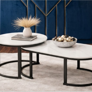 Mira White Stone Top - Set of 2 Coffee Tables