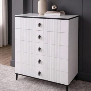 OSCAR CERAMIC TOP CHEST OF 5 DRAWERS.