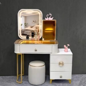 DT-4003 Tint Top Glass Top High Quality Dresser With Led Mirror And Stool.