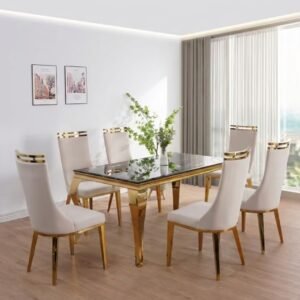Lily Gold Marble Dining Table